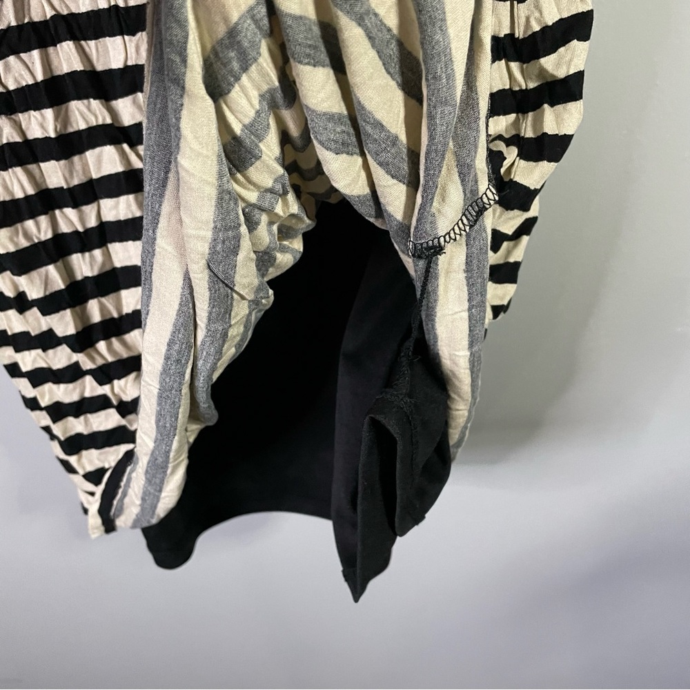 LOFT Black Cream Striped Sleeveless Dress Cinch Waist Wedding Guest Size Small - Picture 5 of 6